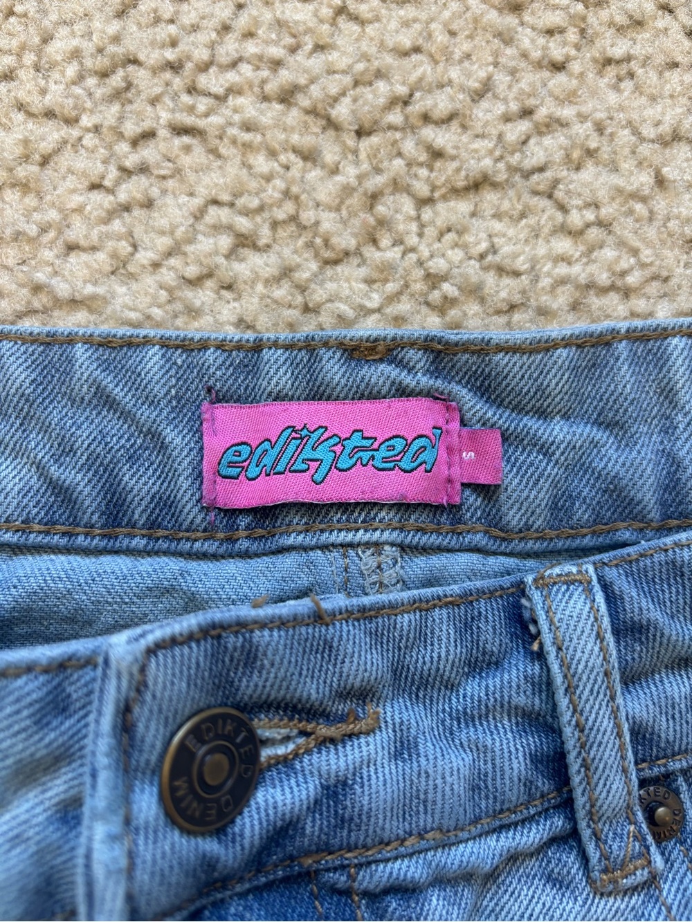 Edikted Light Blue Denim Mini Skirt - Picture 2 of 3